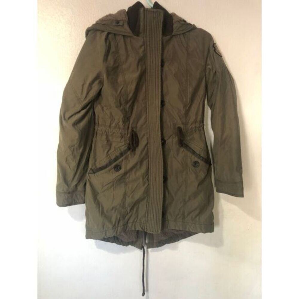 Abercrombie & Fitch Olive Military Utility Jacket Sherpa Lined Hood Size M